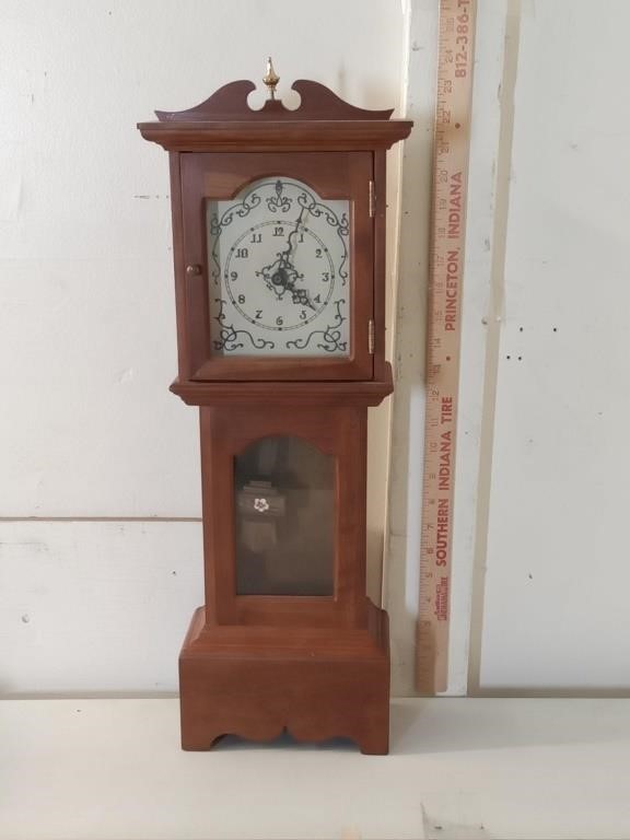vtg wood cased tall mantle clock