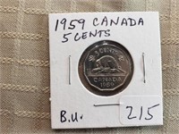1959 Canada 5 Cents BU