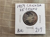 1959 Canada 25 Cents BU