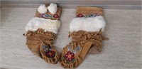 Pair of Beaded Boots, foot length 10"