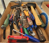 TRAY- ASSORTED HAND TOOLS, SLEDGE, MISC, MISC