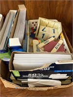 Box with envelopes, tub, wooden calendar