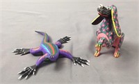 2x The Bid Signed Lizard & Dog Figure