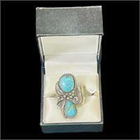 Big Thick size 8 Sterling Silver Turquoise ring