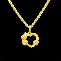 14k Gold 20 in rope chain with Heart 6.6 grams