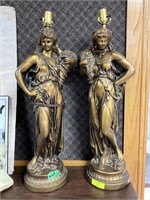 2 large 34’’ tall painted lamps