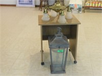 Lot 212  Floor Lamp, Hanging Lamp, and Totes.