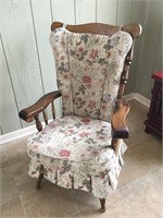 Wooden Chair & Floral Cushion