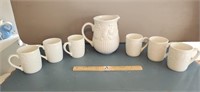 Libbey Pitcher & 6 Mugs