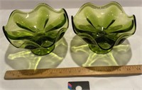 Vintage Green Viking Glass 6 Petal Compote Sm
