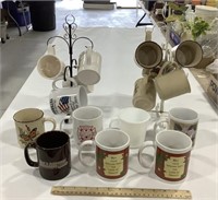 Lot of mugs w/ 2 mug holders, H. Jackson Brown &