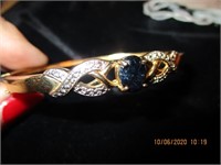 925 Bracelet w/Sapphire Stone & Clear Stones