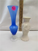 2 Vintage Vases (1 Lenox  5&3/4- 1 Art Glass = 8")