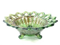 Northwood Green Lustre Stippled Rays Bowl, Lace