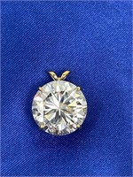 14kt gold & cubic zirconia round pendant