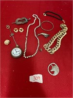 Various Jewlery, Hair Clip, Pocket Watch
