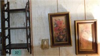 Pair of vintage framed floral still life prints by