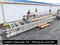 LOT, ASSORTED ALUMINUM EXTENSION LADDERS ON THIS