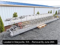 LOT, ASSORTED ALUMINUM EXTENSION LADDERS ON THIS