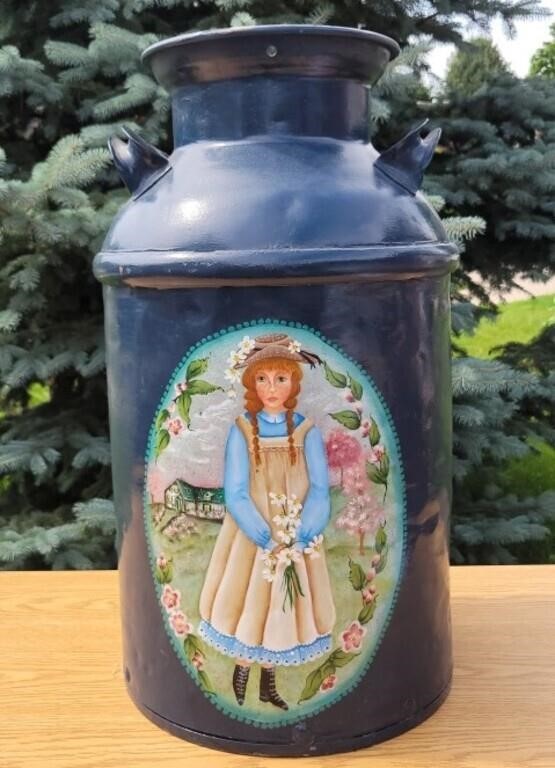Antique Milk Can Painted With Anne Of Green Gables