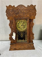 Vintage Carved Oak Case Mantle Clock