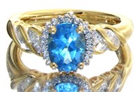 Oval 2.00 ct Blue Topaz & Diamond Cocktail Ring