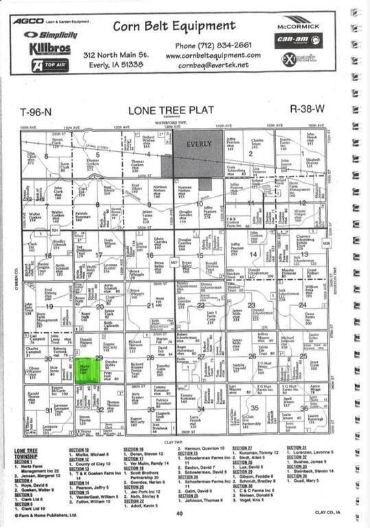 153.07 Acres m/l,  Lone Tree Township, Clay County Farmland