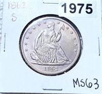 1862-S Seated Half Dollar CHOICE BU