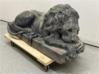Bronze Recumbent Lion Figure Sculpture