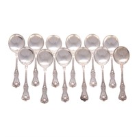 Set of 12 sterling soup spoons by Frank Smith