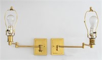 Gilt Brass Swing Arm Wall Sconces, Pair