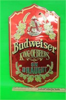 Metal Budweiser King of Beers on Draught Beer Sign