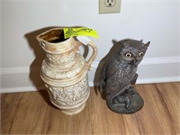 OWL STATUE AND DECORATIVE VASE