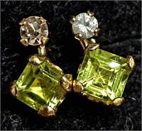 $400 10K  Peridot(0.4ct) Diamond(0.06ct) Earrings