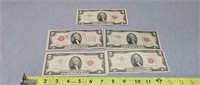 5- $2 Red Seal Bills