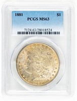 Coin 1881-P Morgan Silver Dollar-PCGS MS63