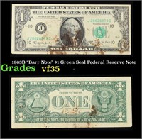 1963B $1 Green Seal Federal Reserve Note Grades vf