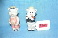 2 of the 3 little pigs signed W. Disney bisque fig