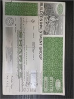 Builders Investment Group Stock Certificate