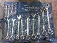 14 Piece combination wrench set. Sizes 3/8" to 1