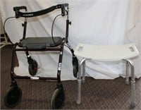 4 wheel folding walker and bath seat