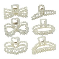 Pack of 6 Pearl Hair Claw Clips