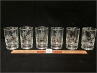 SET OF SIX ETCHED DRINKING GLASSES