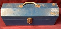 Blue Metal Toolbox Filled With Sockets & Wrenches