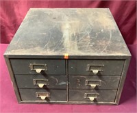 Old Metal 6 Drawer Organizer Cabinet