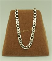 Vtg Sterling Silver Open Flat Loop  Chain Necklace