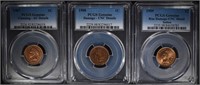 3 - PCGS INDIAN CENTS; 1907, 1908, 1909