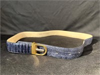 38" Blue Ostrich Leather Belt