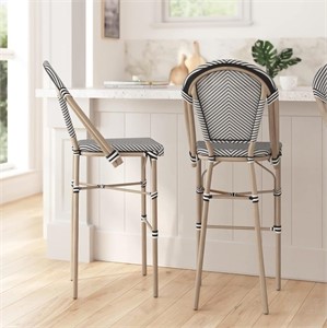 Set of 2 Stacking French Bistro Style Bar Stools