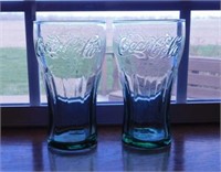2 Coca-Cola embossed glass tumblers -